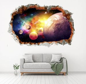 Dessin animé 3d Star Universe Series Stickers muraux cassés pour enfants chambre bébé chambre à coucher décoration 1389555