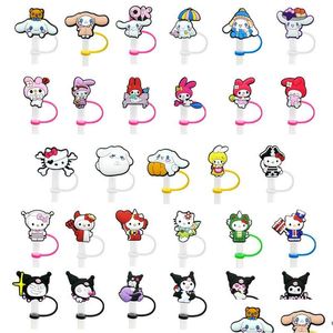 Accessoires de dessin animé 44 couleurs chats Kuromi Melody Sile St Toppers ER Charms réutilisable anti-éclaboussures bouchon anti-poussière décoratif 8mm P Dhbi2