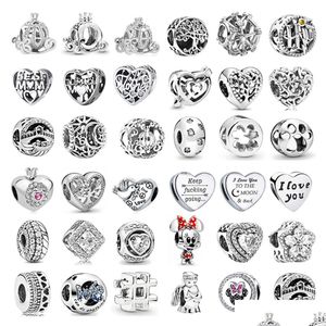 Cartoon Accessoires 925 Sterling Sier Dangle Charm Heart Paw Clear Snowflake Sparkling Crown Pompoen Kralen Bead Fit Pandora Charms BH Dh1Pd