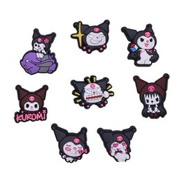 Cartoon Zubehör Anime Charms Großhandel Dark Funny Kuromi Schuh PVC Dekoration Schnalle Weiche Gummi Clog Schnelles Schiff Drop Lieferung Baby Dhcoa