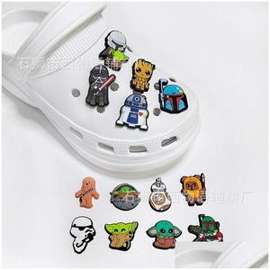 Accessoires de dessin animé Charms d'anime Gros souvenirs d'enfance Vert Bébé Elf Étoiles Cadeau drôle Chaussure PVC Décoration Boucle Caoutchouc souple C Dhmoq