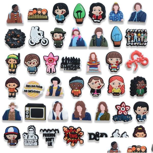 Accessoires de dessin animé Anime Charms Gros Stranger Things Friends Dont Lie Chaussure PVC Décoration Boucle Caoutchouc Souple Sabot Rapide Drop Deli Dhpg7