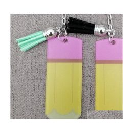 Accessoires de dessin animé Creative Teachers Day Porte-clés Mode Acrylique Crayon Dangle Charmes Porte-clés Personnaliser Petit Gland Porte-clés Fe Dhfxf