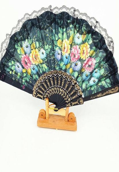 Accessoires de dessin animé Floral pliant main ventilateur fleurs motif dentelle ventilateur pour mariage danse église fête cadeaux faveur artisanat espagnol Fl9593345