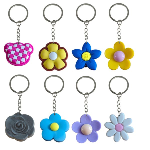 ACCESSOIRES DE CARTOn Flower 2 12 Couvre-clés Cool Colorf Personnage avec bracelet Pendants For Kids Birthday Party Favors Keychains Backpac Otkbt