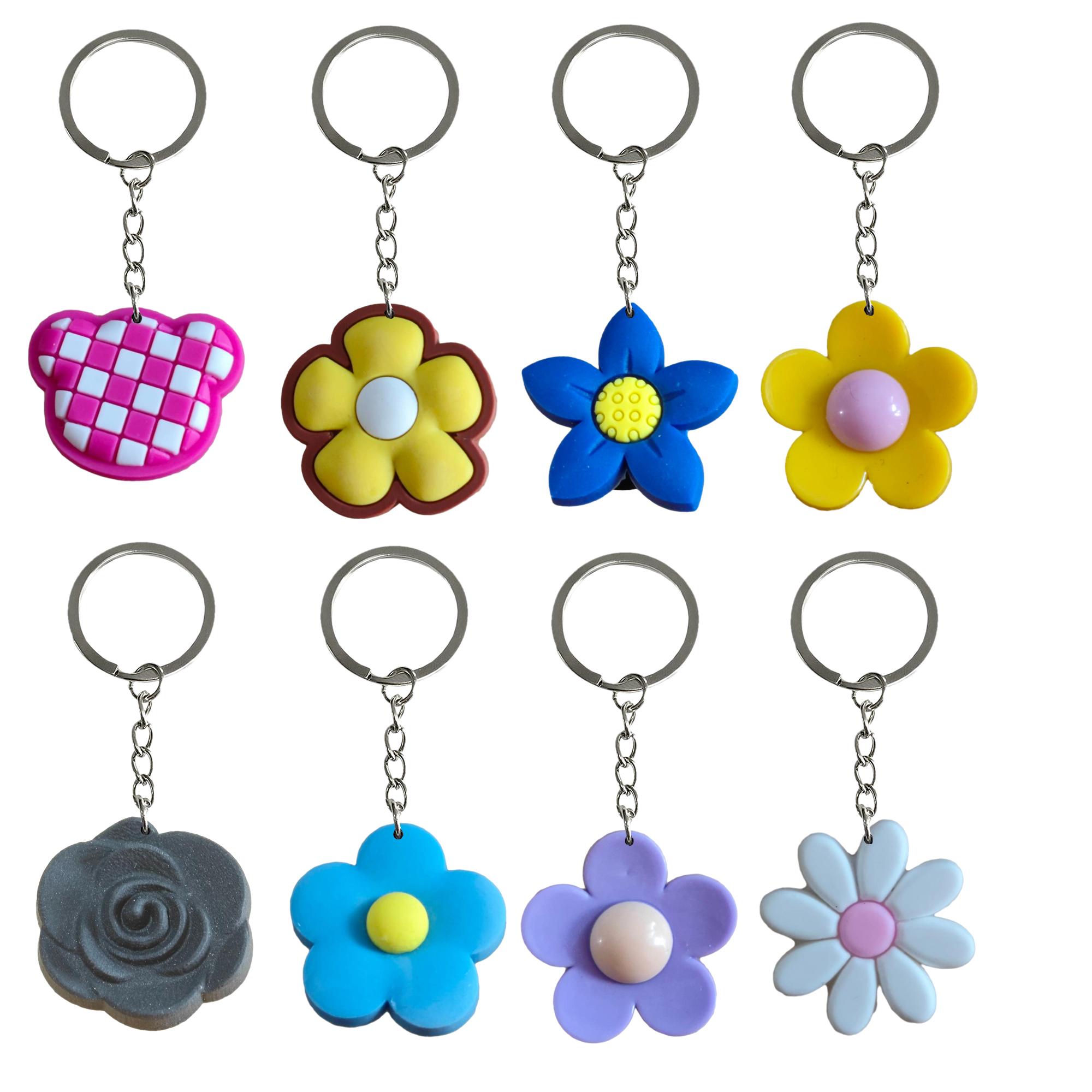 Cartoon Accessories Flower 2 12 Keychain Cool Colorf Character With Wristlet Pendants For Kids Birthday Party Favors Keychains Backpac Otkbt