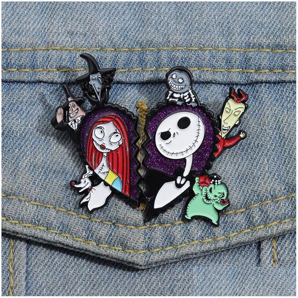 Accessoires de dessin animé Badge de Noël de nuit d'Halloween Films mignons Jeux Épingles en émail dur Collectionner Broche Sac à dos Chapeau Sac Collier Revers Ba Otpig