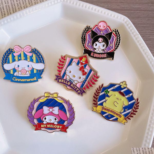 Accessoires de dessin animé Kuromi Melody Cats Broche Rose Bowknot Films Anime Mignons Jeux Épingles en émail dur Collecter Sac à dos en métal Sac à chapeau Col Dhbji