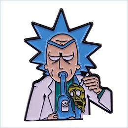 Cartoon accessoires Mad Scientist Rick Smoking Dab Rig Emaille Pin Esthetische Broche Mtiverse Adt Tv Show Badge Drop Delivery Baby Kid Dhwod