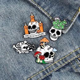 Accessoires de bande dessinée Punk Skl Halloween Émail Broches Pin Pour Femmes Fille Bijoux De Mode En Métal Vintage Pins Badge En Gros Cadeau Dr Dh93X