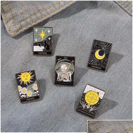 Accessoires de dessin animé Punk Tarot Card Series Sun Moon Broches Femmes Alliage Émail Étoile Squelette Badges Pour Uni Pull Sac À Dos Clo Drop Ot26Q