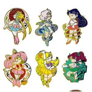 Accesorios de dibujos animados Sailor Moon Broche Pines Esmalte Insignias de metal Solapa Pin Broches Chaquetas Jeans Accesorios de joyería de moda Drop Deli Dhlfi