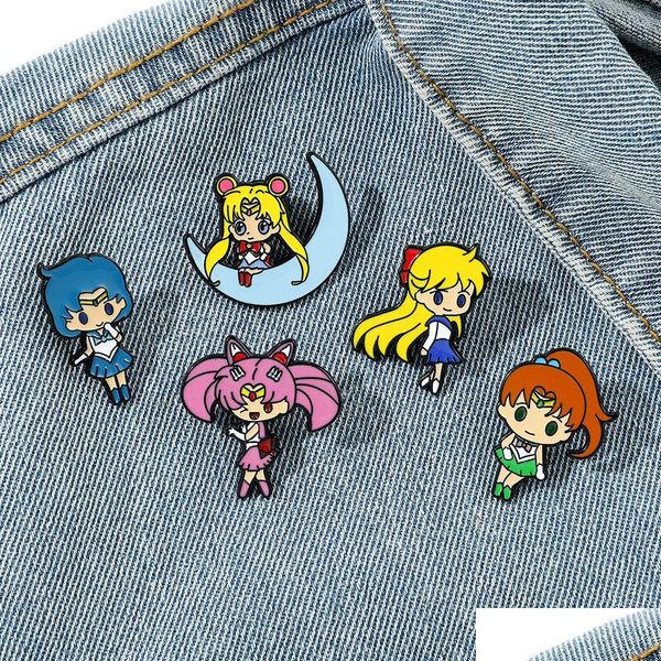 Accessoires de dessin animé Sailor Moon Girl Pin Films mignons Jeux Épingles en émail dur Collecter Broche Sac à dos Chapeau Sac Collier Badges Drop Dhfmo