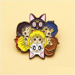 Accessoires de dessin animé Sailor Moon Spinning Émail Pin Mignon Anime Badge Pour Meilleur Ami Broche Cadeau Bijoux De Mode Drop Livraison Bébé Ki Dhxfr