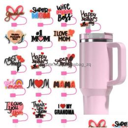 Cartoon Accessories St Tips Toppers Wholesale Mothers Day Love Style 10 mm Bar réutilisable en plastique en plastique avec Topper Drop Livrot DH6EK