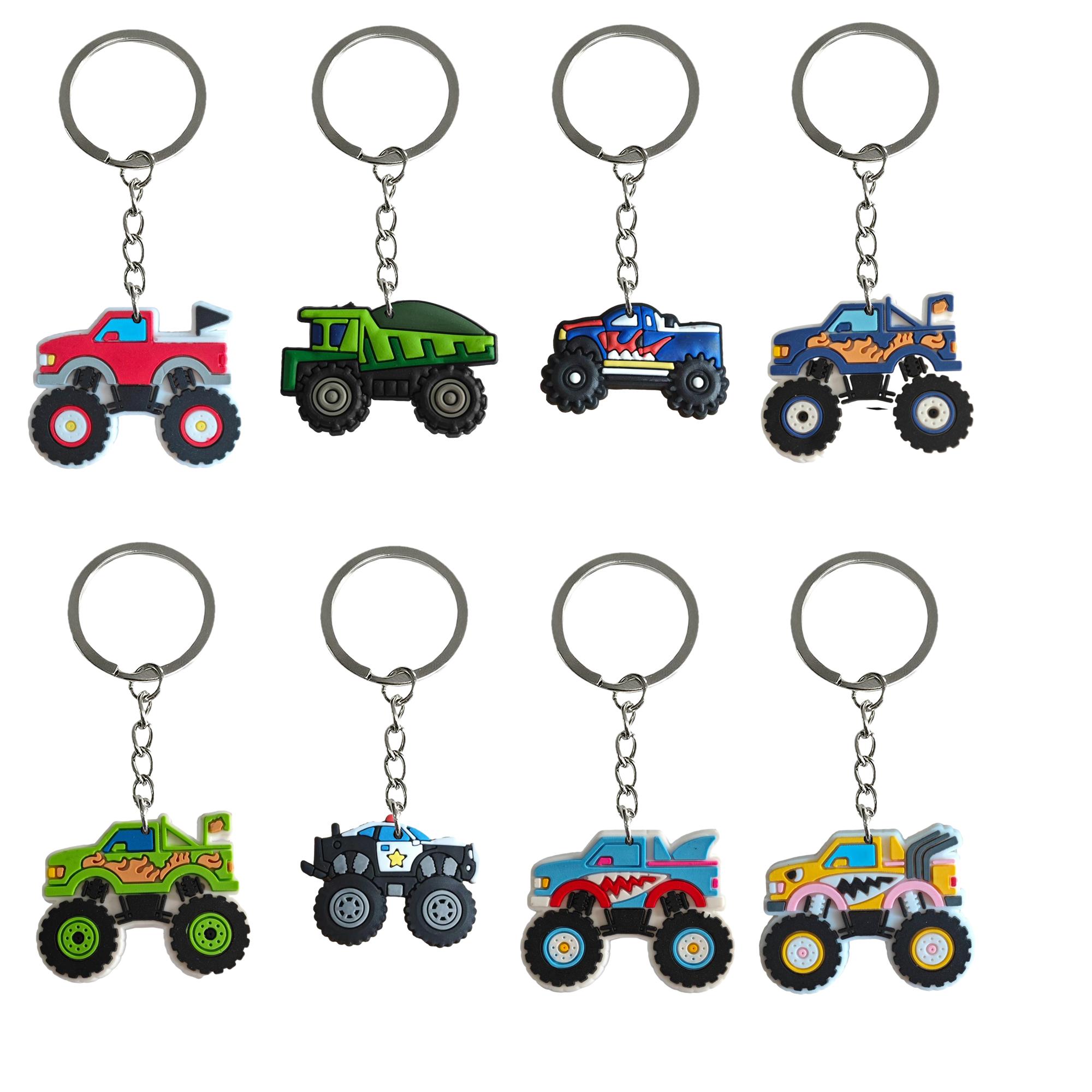 Cartoon Accessoires Truck 9 Schlüsselbundschlüsselkette für Mädchen Keychains Childrens Party bevorzugt Schlüsselring Männer Geeignetes Schulbag Kid Boy Girl OTI9r