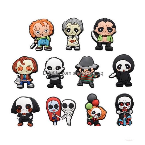 Accesorios de dibujos animados al por mayor Hallowmas Pvc Charms Decorations Skl Halloween Halloween Tobogida para niños Regalos Drop entrega Baby Mater Dhr3m