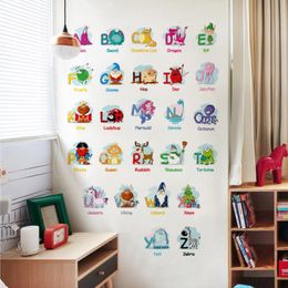 Cartoon Alphabet Muurstickers A-Z English Letters Woondecoratie Kinderen Kamers Home Vinyl Decor Kids Leren Muurstickers 210420
