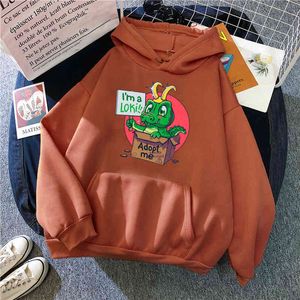 Animal de bande dessinée Adoptez-moi Imprimer Sweats à capuche Homme Vintage Lâche Pull à capuche Hommes Harajuku Confortable Anime Oversize Sweatshirts H1227