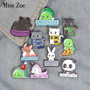 Cartoon dierenglazuur Pinnen Custom Panda Cat Turtle Fox Rabbit Broches Bag Kleding Rapel Pin Badges Funny Zoo Sieraden