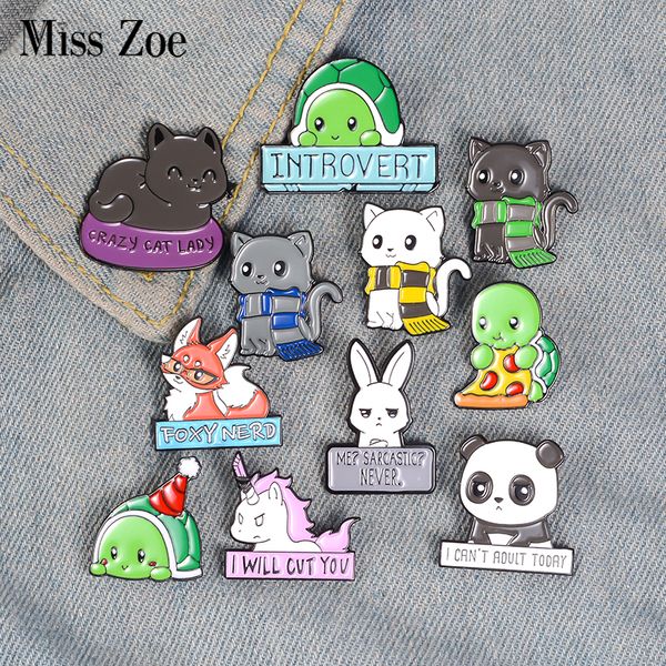 Dessin animé Animal émail broches personnalisé Panda chat tortue renard lapin broches sac vêtements épinglette Badges drôle Zoo bijoux