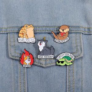 Broches en émail d'animaux de dessin animé, tortue, renard, grenouille, chien, Badge à revers, vente en gros, bijoux, accessoires, vêtements, sac à dos, épingle mignonne