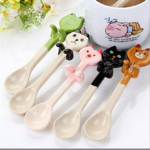 Cartoon Animal Hanging Lepel Keramische Koffie Thee Saus Lepel Scoops Roer Panda Bear Frog Cat Servies