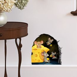 Cartoon Tier Maus Loch Wand Aufkleber Kinderzimmer Hintergrund Dekoration Wandbild Wohnzimmer Tapete Lustige Aufkleber