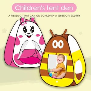 Cartoon Animal Pointy Tent Cute Patroon Tent draagbare vouwpop -up muggen Net Camping Play huis indoor buiten speelgoed cadeau 240415