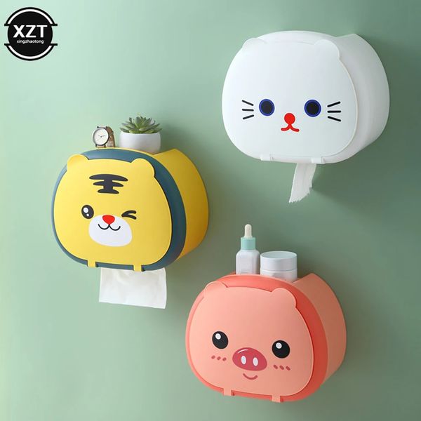 Cartoon Animal Punchfree Free Tissue Box de rangement porte-porte-toilettes Toilet de toilette serviette standardisser les fournitures de salle de bain murales 240301