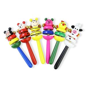 Cartoon Animal Ratell Baby Kids Handbel Musical Development Musical Development Toy Bed Bells Infant Kindergarten Educatief speelgoed