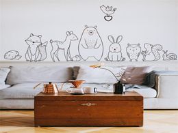 Caricatura de pared de animales Pegatina de pared tímida Fox Baby Children Room Creative Nursery Decuts Decle Papel Papel Papel Papel Supply288h6135030