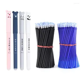 Stylos effaçables avec animaux de dessin animé, Panda et chat, tiges de recharge de 0.38mm, stylo à bille Kawaii pour l'écriture scolaire, poignée lavable