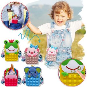 Cartoon Dieren Party Fidget Speelgoed Sensorische Mode Tas Kid Push Bubble Rainbow Anti Stress Educatief Kinderen en Volwassenen Emercessy Toy