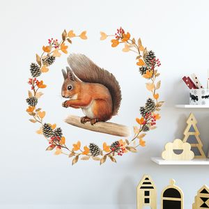 Cartoon Animal Stickers Wall Chids Rooms Squirrel Autocollants Enfants Chambre salon Decoration Home Decoration Paper Poundre Nursery