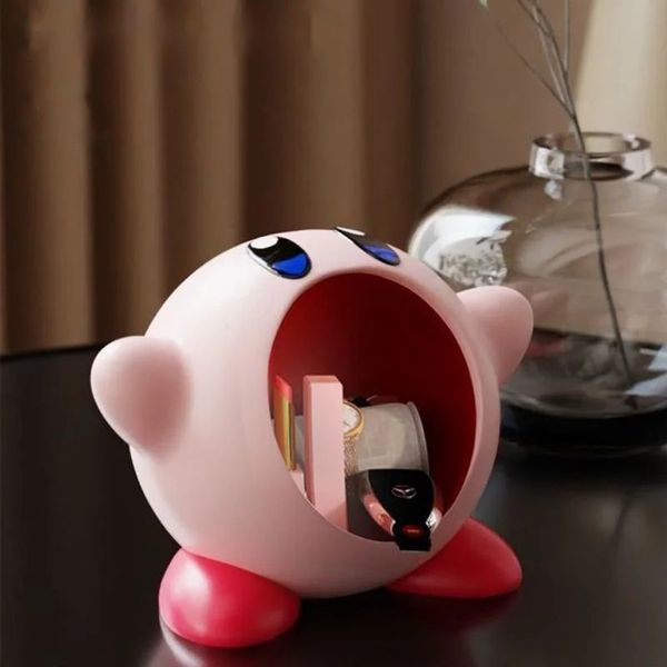 Dessin animé Anime grande bouche boîte de rangement mignon Kirbys Stand Statue porche Table ornement collations clés boîte de rangement salon décor à la maison 231228