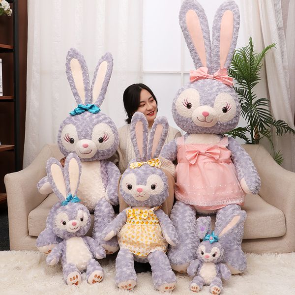 Muñeca de anime de dibujos animados, juguete de lujo de conejo púrpura, muñeca suave y linda, joyería de muñeca de tela de conejo