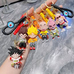 Poupées d'anime de dessin animé avec sept porte-clés de perles de dragon, porte-clés de voiture Sun Wukong, accessoires suspendus, machines à griffes, petits cadeaux en gros