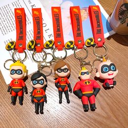 Cartoon anime sleutelhanger film charme pvc superman verhaal banden zachte gesp decoraties voor kinderontwerpster tas portemonnee hanger