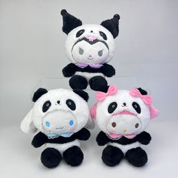 Dibujos animados anime panda muñecas niñas agarrando muñecas Kuromi Melody muñecas de dormitorio para niños