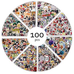 Cartoon anime stickers 100 st Comic Demon Slayer Hunter X Manga Graffiti Diy Paster Bagage Laptop Skateboard Telefoon Sticker Sticker speelgoed Set nog eens 10 stijlen