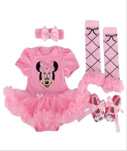 Dessin animé bébé ensemble filles printemps été coton bébé barboteuses et jupe tutu à la main avec arc rose rouge infantile enfant en bas âge bébé vêtements 4111856