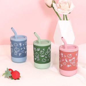 Cartoon Baby Siliconen Waterbekers Met Stro Morsbestendige Sippy Cup Tumbler Peuters Kind Drinkbeker