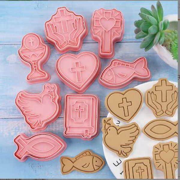 Ensemble de moules à biscuits de dessin animé, 8 pièces, moules à biscuits en forme de Pigeon de la paix en forme de croix pour gâteau, fête d'anniversaire pour enfants