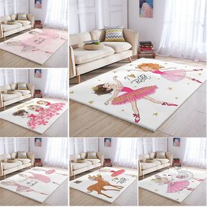 Cartoon ballet meisje kids tapijten antislip tapijt voor woonkamer studie mat vloer wasbaar oppervlak tapijten Diemat slaapkamer decor 220301