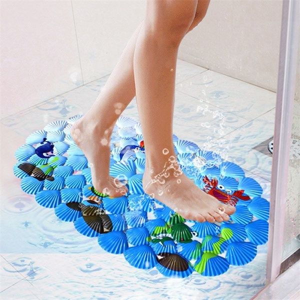 Tapis de bain antidérapant en forme de coquille, dessin animé, douche pour enfant, ventouse de maison, tapis en PVC, décoration de salle, Center de chute 220504