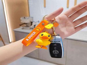 Cartoon Bduck Little Yellow Duck Keychain voor dames Bag hanger Creative Doll Backpack Key Accessorie Keyring CAR Upscale cadeau49129999