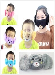 Oso de dibujos animados cubierta de escudo facial niños lindo oído protector bucal máscara animales 2 en 1 mascarillas de invierno niños adultos máscaras bucales 2507809