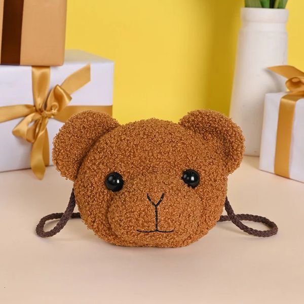 Oso de dibujos animados Mochila de felpa Estilo lindo Bolso de hombro Material de felpa suave Bebés Juguete suave Bolsa de niña Accesorios lindos para regalo 240105