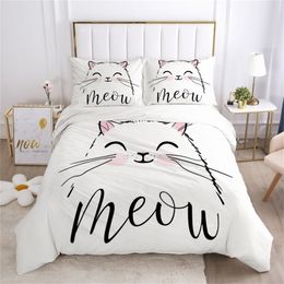 Cartoon beddengoedset voor meisjes jongens baby kinderen kinderen wieg dekbeddeksel kussensloop deken quilt quilt cover schattige kat meow 201022